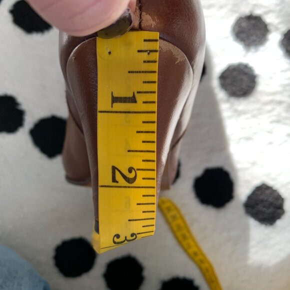 Vintage 70s Slouch Boots 38 US 7.5 Cognac Leather Retro Boho Knee High Mid Heel - Picture 15 of 15